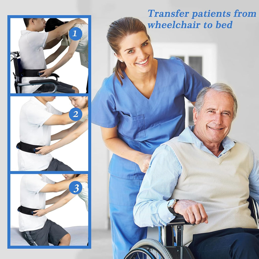 Transfer Belt for Seniors, Safety Walking Support with Quick Release Buckle | Multiple Padded Handles, 29-48" Adjustable Fit, Durable Nylon & Polyester, Machine-Washable, Quick Release