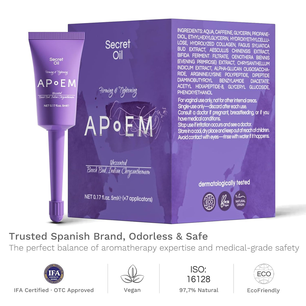 APoEM Feminine Firming Care Gel for Women | 1 Box x 7pcs | Botanical Hydration & pH-Balancing Formula | Intimate Moisturizing Support for Dryness | Single-Use Pre-Filled Tubes