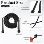 36PCS Adjustable PVC Jump Rope Bulk - 9.4ft Black Jump Ropes for Cardio Fitness, Workout, Training - Tangle-Free Plastic Jumping Rope Bulk for Men & Women