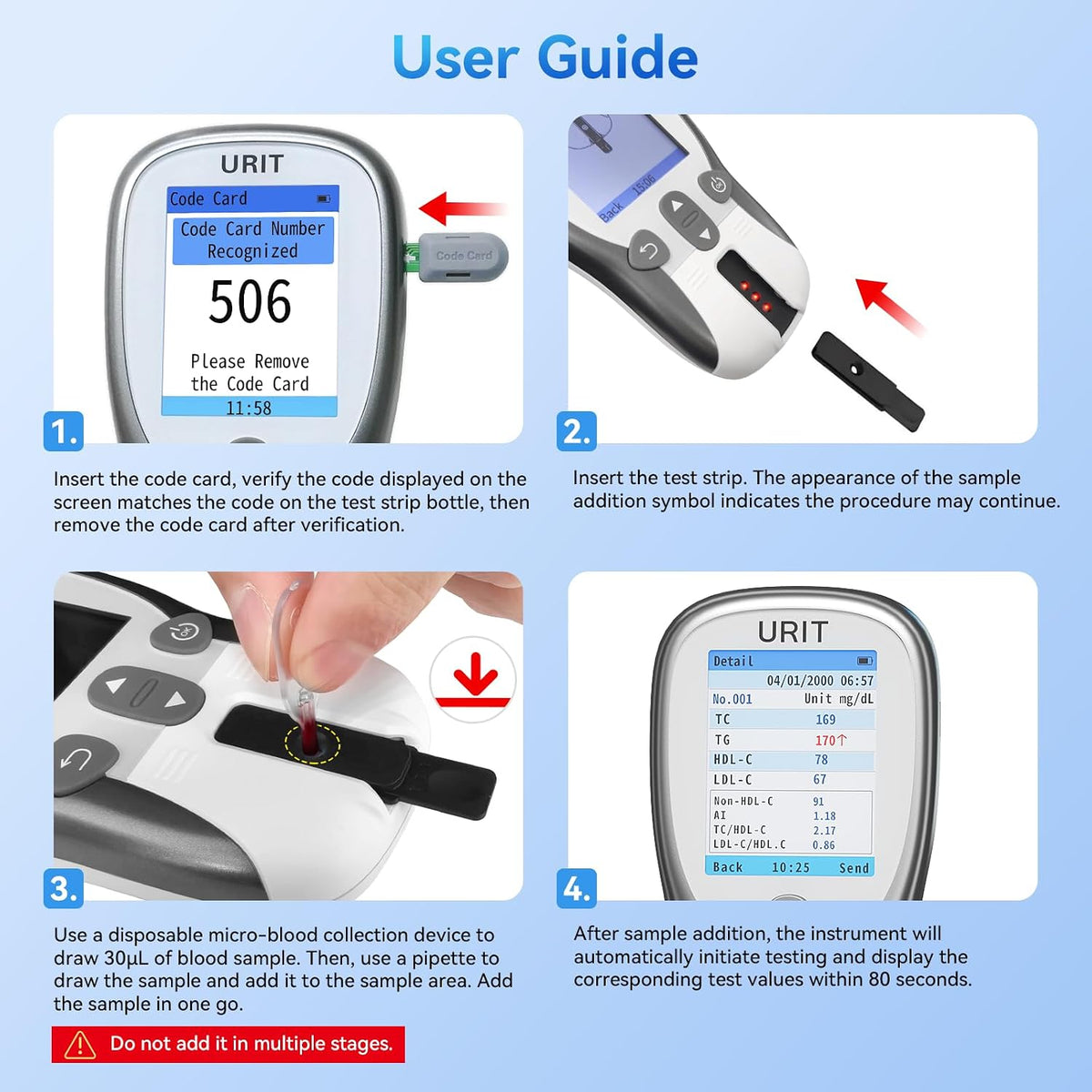 Home Cholesterol Test Kit, 8 in 1 Cholesterol Test Kit with 10 Test Strips for Home Use