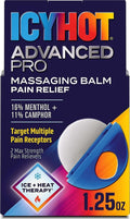 Icy Hot Advanced PRO Pain Relief Massaging Balm, Fast-Acting Max Strength Pain Relief With Menthol 16% and Camphor 11% for Backaches, Joints, Muscle Strains and Arthritis, Essential Oil Scent, 1.25 oz