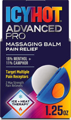 Icy Hot Advanced PRO Pain Relief Massaging Balm, Fast-Acting Max Strength Pain Relief With Menthol 16% and Camphor 11% for Backaches, Joints, Muscle Strains and Arthritis, Essential Oil Scent, 1.25 oz