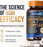 Magnesium Complex 700mg | 12-in-1 High Absorption Supplement | Glycinate, Citrate, Malate, Taurate & More | Sleep Support, Muscle Cramp Relief, Stress, Heart & Nerve Health | 120 Vegan Capsules