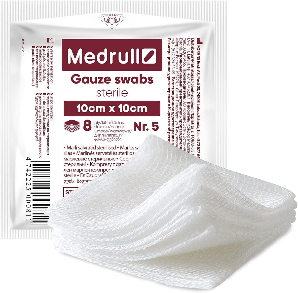 Medrull Wound Dressings and Gauze Sterile 10 cm 5 pieces