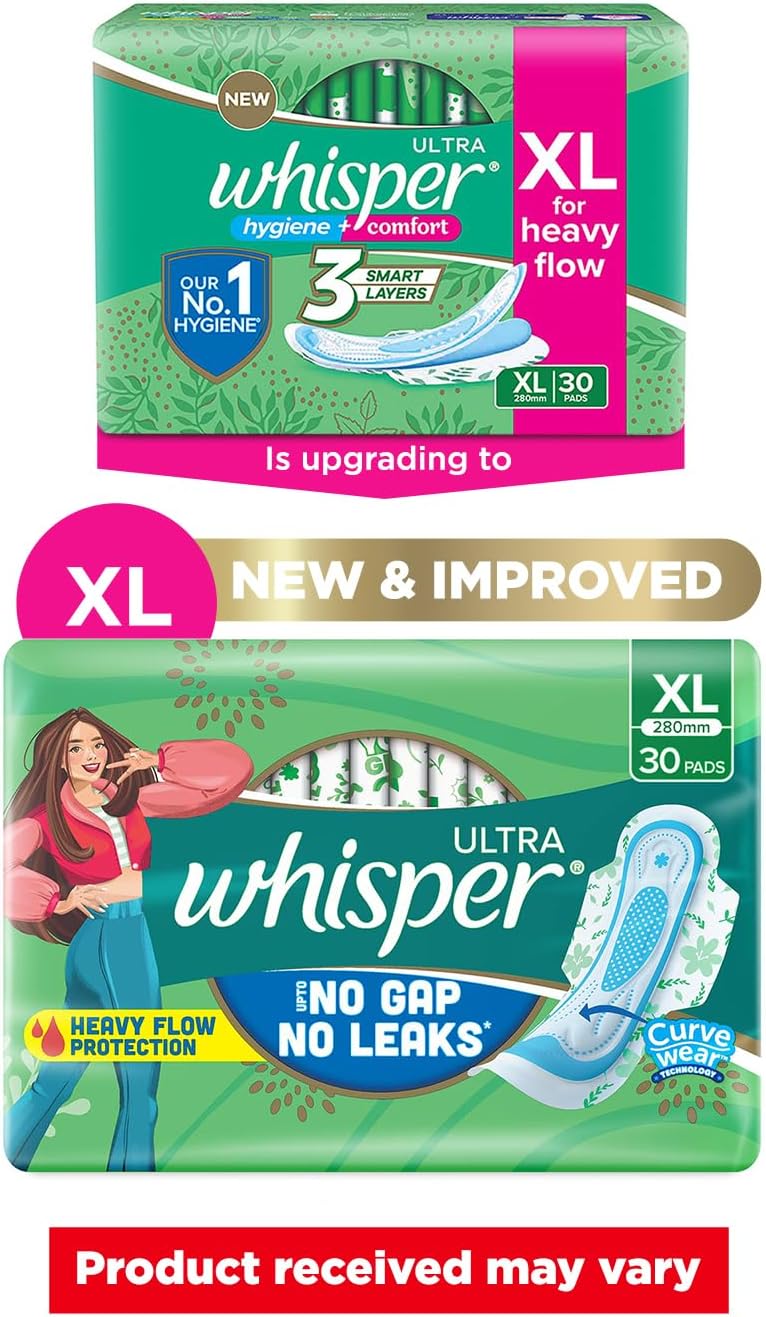 Whisper Ultra Clean Sanitary with Wings - 30 Pieces (XL)