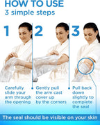 100% Waterproof Cast Covers for Shower Arm - 3pk - Tight Seal - Reusable | Adult Half Arm Cast Protectors - Hand, Wrist, Elbow - After Surgery Bandage and Dressing Cast Bag for Wounds and Burns
