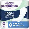 Always Discreet Postpartum Incontinence Pads, Moderate Absorbency, 57 Count