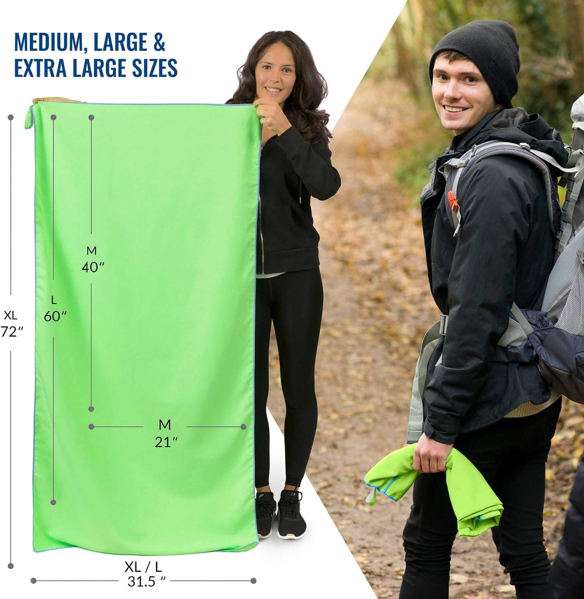 VENTURE 4TH Quick Dry Travel Towel, Ultra Soft Microfiber - 3 Sizes