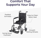 Drive Medical Folding Transport Wheelchair, Swing-Away Footrest, Silver | Lightweight Transport Wheelchair Folds for Easy Storage and Travel with Swing-Away Footrest for Simple Transfers