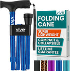Vive Folding Cane - Foldable Walking Cane for Men, Women - Fold-up | Collapsible, Lightweight, Adjustable, Portable Hand Walking Stick - Balancing Mobility Aid - Sleek, Comfortable