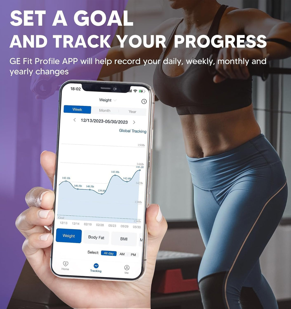 GE Smart Scale for Body Weight: Full Body Composition Analyzer, 50+ Metrics | 8-Electrode Digital Bathroom Scale for Weight Fat BMI Muscle Mass Bluetooth, Highly Accurate Weighing Machine 400lb