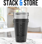 VELOMIX 2 Pack 20oz Protein Shaker Bottle for Protein Mixes, Black/Transpar | 2x Wire Whisk, Leak Proof Shaker Cups for Protein Shakes, Stackable, Dishwasher safe, BPA free, Pre Workout and Fitness ready