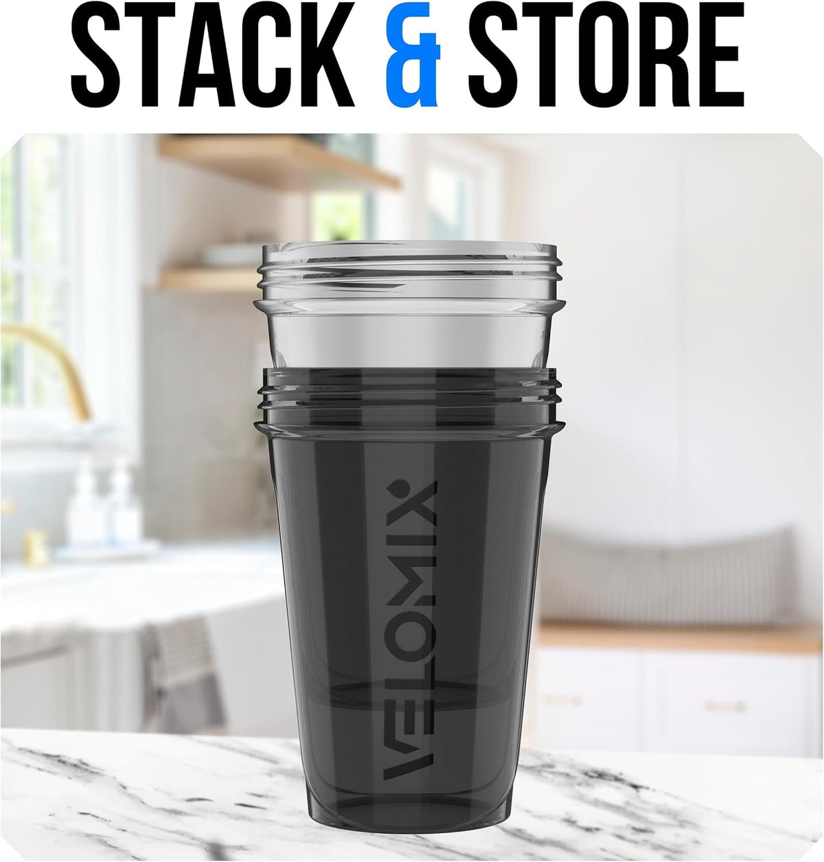 VELOMIX 2 Pack 20oz Protein Shaker Bottle for Protein Mixes, Black/Transpar | 2x Wire Whisk, Leak Proof Shaker Cups for Protein Shakes, Stackable, Dishwasher safe, BPA free, Pre Workout and Fitness ready