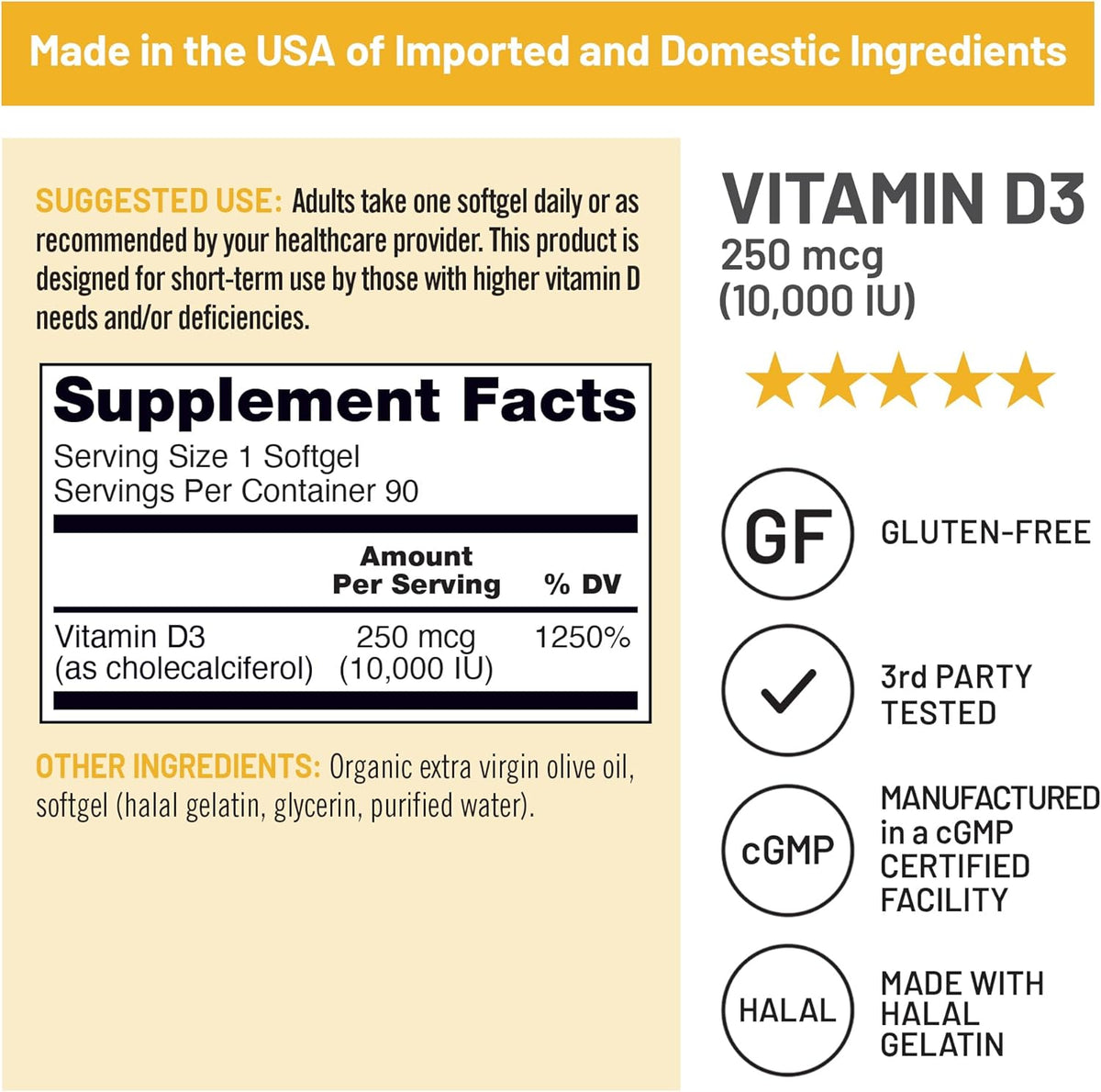 NatureWise Vitamin D3 10000IU Supplement, Immune Support, 90 Mini Softgels