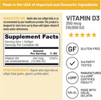 NatureWise Vitamin D3 10000IU Supplement, Immune Support, 90 Mini Softgels