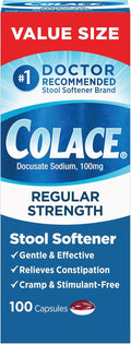 Colace Stool Softener Constipation Relief 100 mg, 100 Capsules