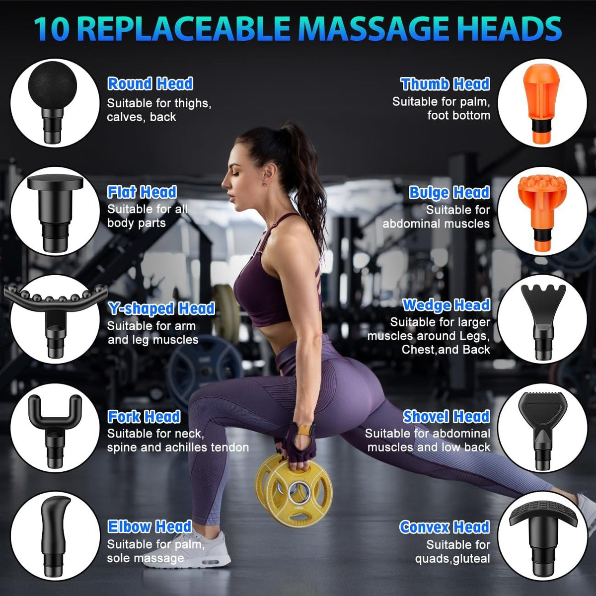 TOLOCO Massage Gun, Muscle Massage Gun Deep Tissue for Athletes with 10 Massage Heads, Electric Percussion Massager for Any Pain Relief, Fathers Day Dad Gifts, Silver
