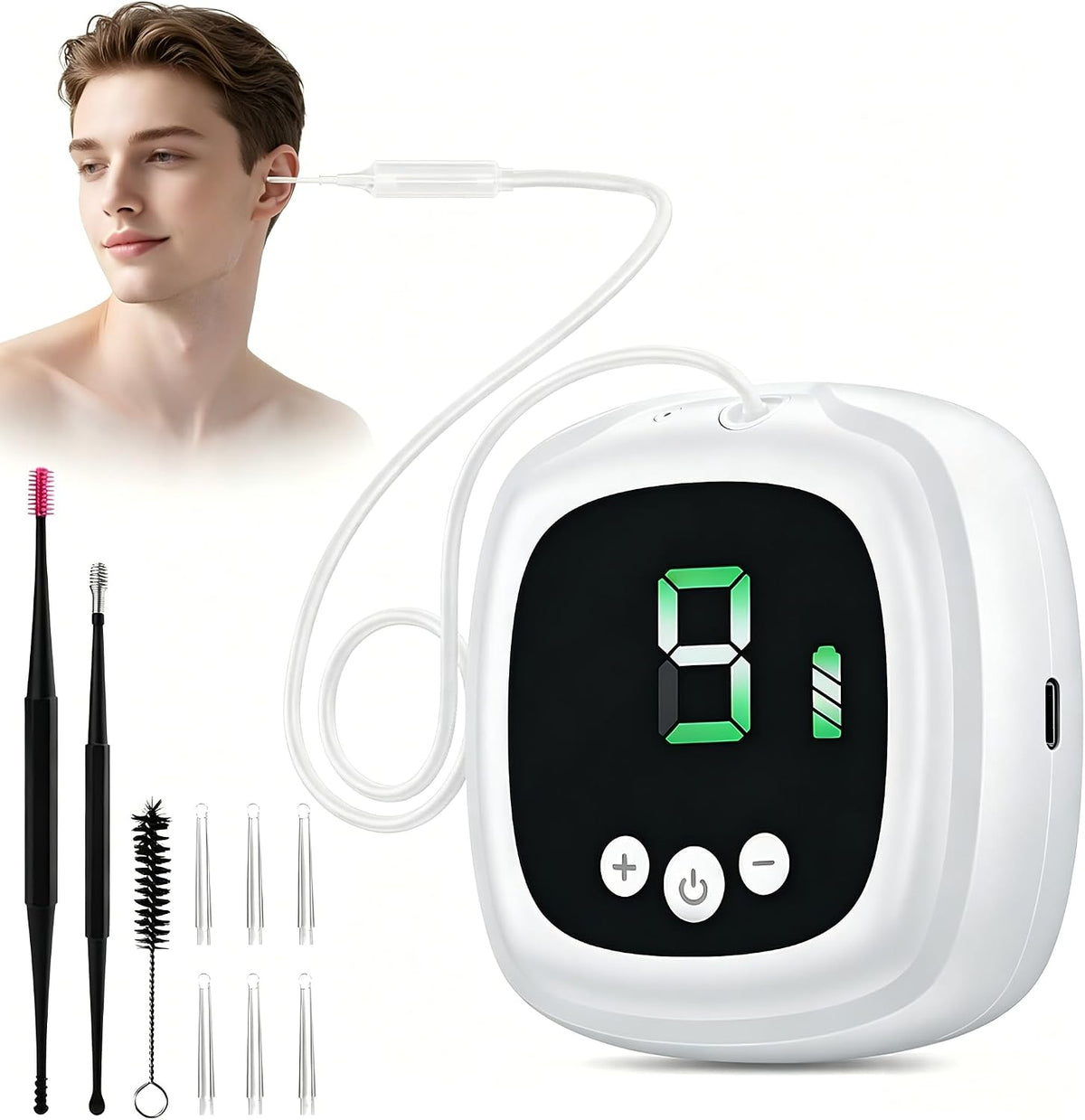 Ear Vacuum Wax Remover with 9?Level Adjustable Strong Suction | Electric Earwax Removal Kit USB Rechargeable Ear Suction Vacuum Tool, Safe Ear Wax Cleaner for Adults, Children & Kids