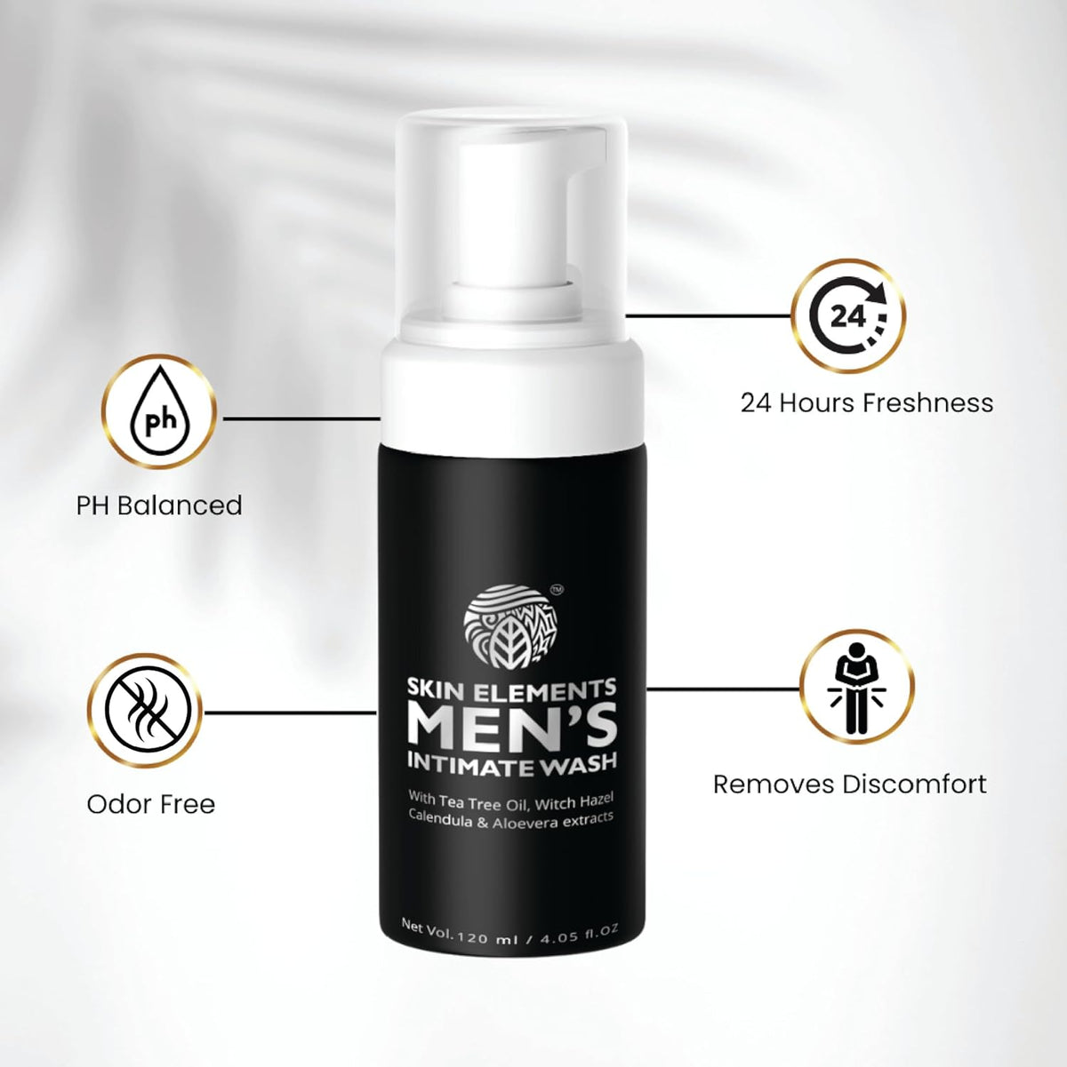 Skin Elements Intimate Hygiene Soap for Men, Large Pack with Refill for 180 Days, 14.2 Fl Oz - pH Balanced Foaming Wash | Controls Bad Odor | with Tree Oil