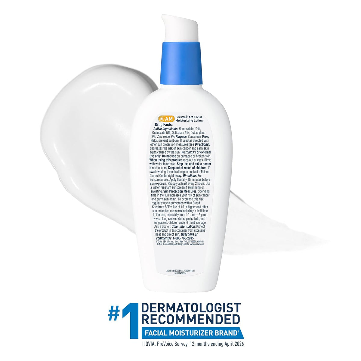 CeraVe AM Oil Face Moisturizer Lotion, Sunscreen for Face, SPF 30, 3oz | Skin Care with Hyaluronic Acid & Niacinamide, Oil-Free Moisturizer For Men & Women, Daily Non-Comedogenic Face Sunscreen