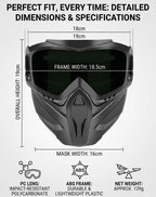 2026 Upgraded Grass Cutting Mask, Anti-Fog Detachable Full Face Goggle Mask, Windproof Grass Cutting Goggles for Mowing Grass, Dust (Colorful+Grey)