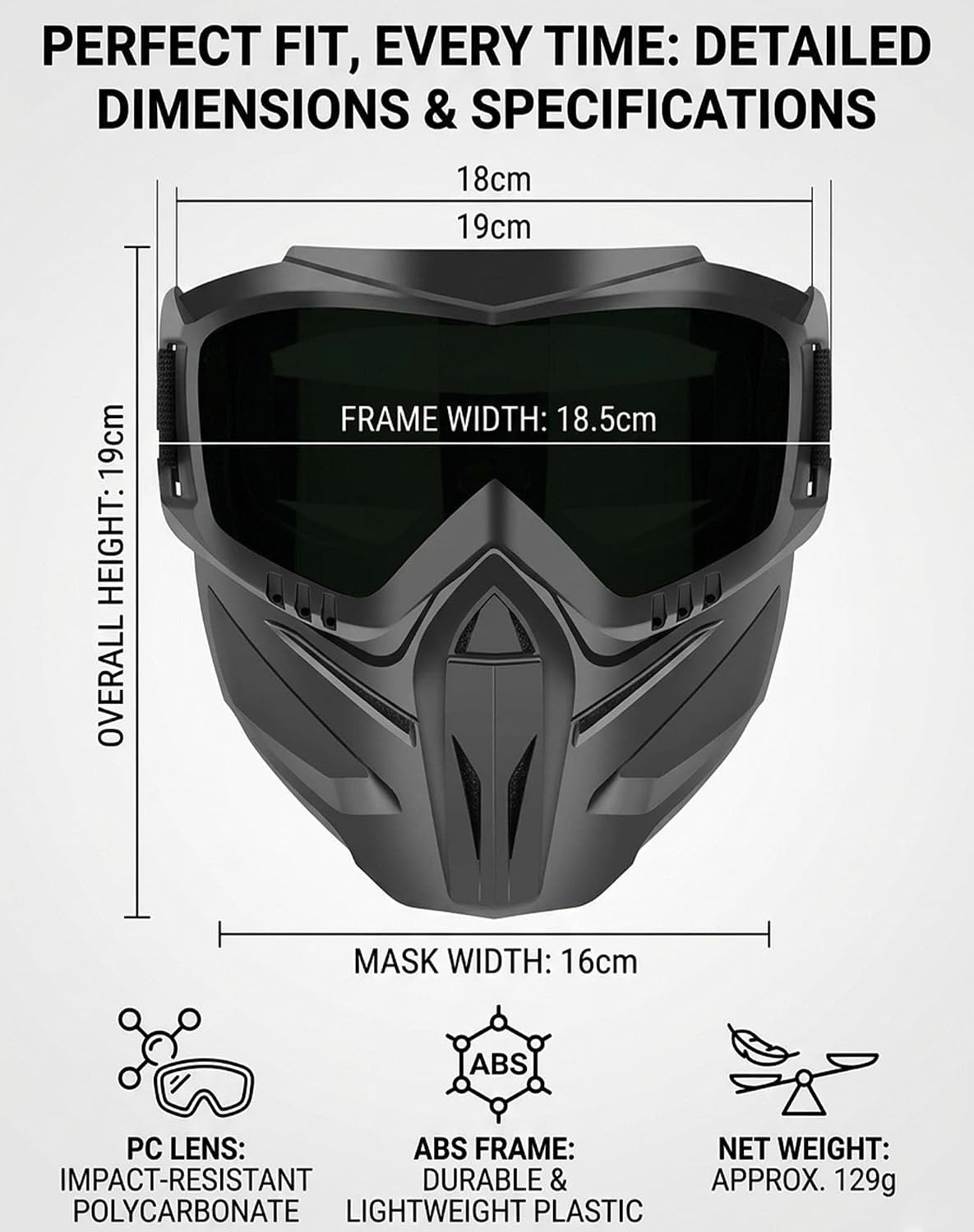 2026 Upgraded Grass Cutting Mask, Anti-Fog Detachable Full Face Goggle Mask, Windproof Grass Cutting Goggles for Mowing Grass, Dust (Colorful+Grey)