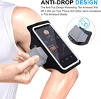 GUZACK Running Armband with Zipper Pouch, Running Phone Holder,Up to 6.9" | Card Slot, Anti-Drop Buckle, Breathable, Sports Arm Holder for iPhone Galaxy, Phone Holder for Running Gym Workouts Jogging