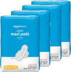 Amazon Basics Thick Maxi Pads with Wings for Periods, Regular Absorbency, Feminine Pads, Unscented, Size 1, 144 Count