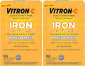 Vitron-C Iron Supplement, Once Daily, High Potency Iron Plus Vitamin C, Support Red Blood Cell Production, Dye Free Tablets, 60 Count, 2 Pack