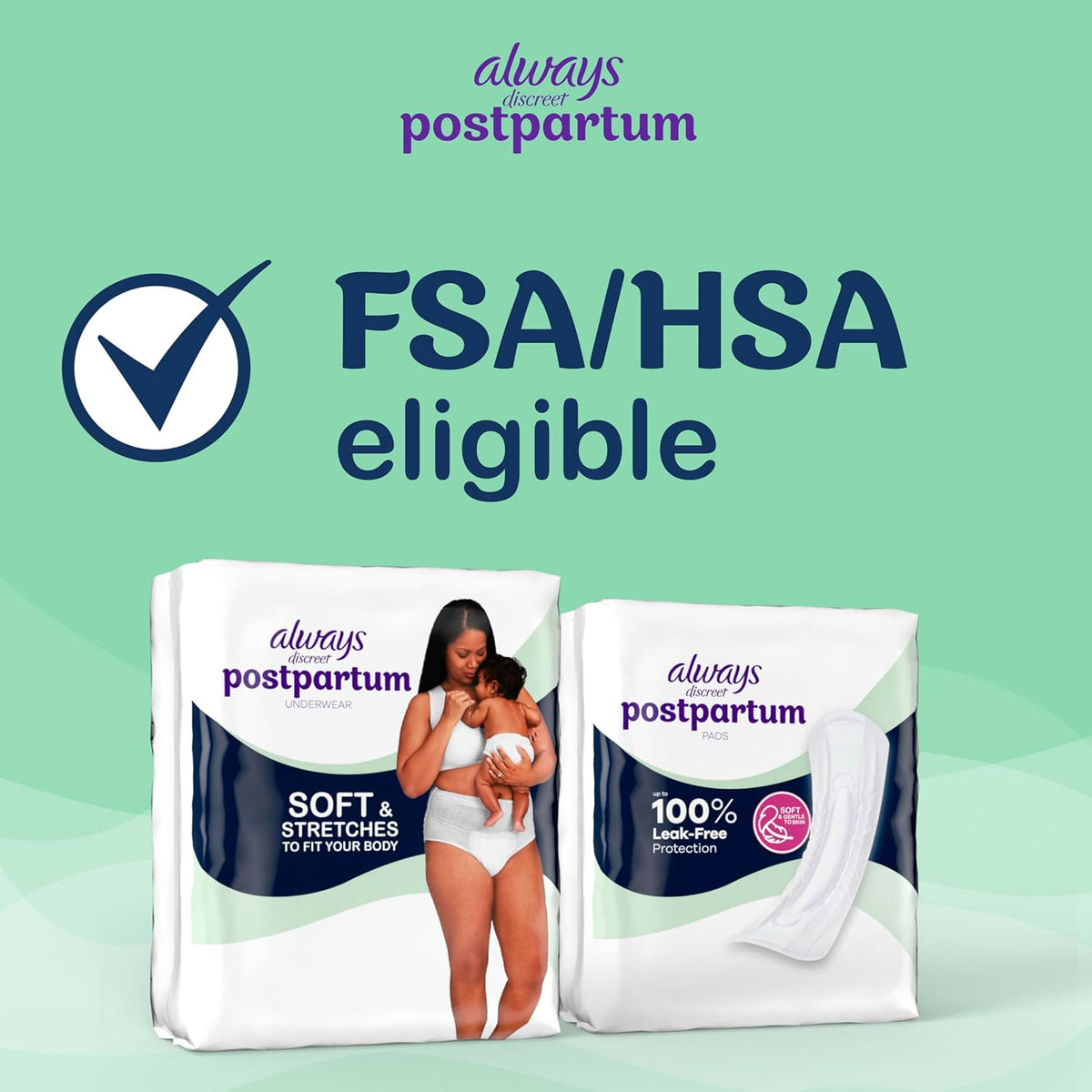 Always Discreet Postpartum and Adult Incontinence Underwear for Women, Size S/M, Maximum Protection, 16 CT