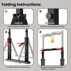WATBKHE Power Tower Pull Up Dip Station Foldable, Pull Up Bar Station Adjustable, Multi-Function Home Gym, Strength Training Fitness Equipment, Triangular Design, for Home Outdoor