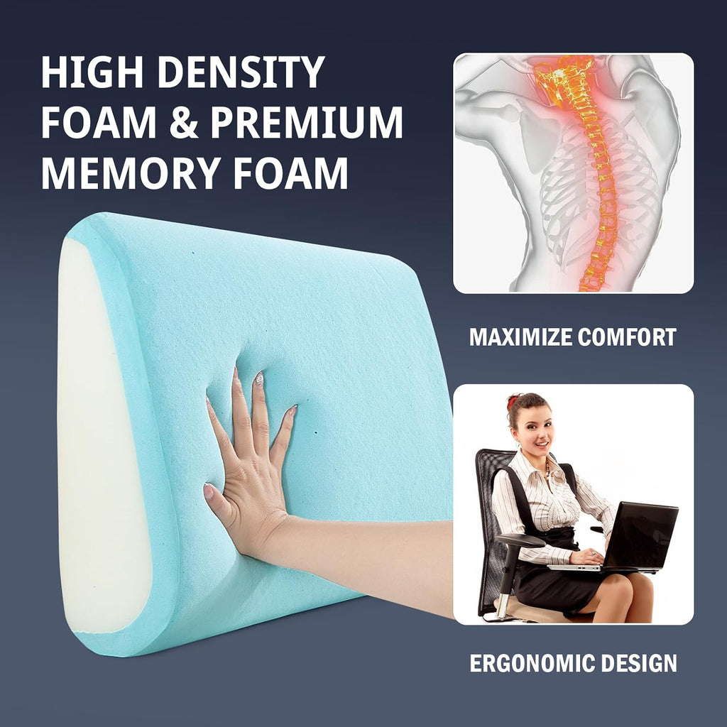 HOMBYS Lumbar Support Pillow for Recliner Chair, Memory Foam Back Support Cushion for Elderly,Extra Large Lumbar Support Pillow,Thick Backrest for Home Reading (Grey, 20“x13.5"x5")
