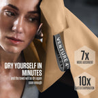 VENTURE 4TH Quick Dry Microfiber Towel for Camping & Gym - Beige Large | Lightweight, absorbs 7x more than cotton, dries fast & resists odor. Packable Travel Towel with tear-resistant carry bag.