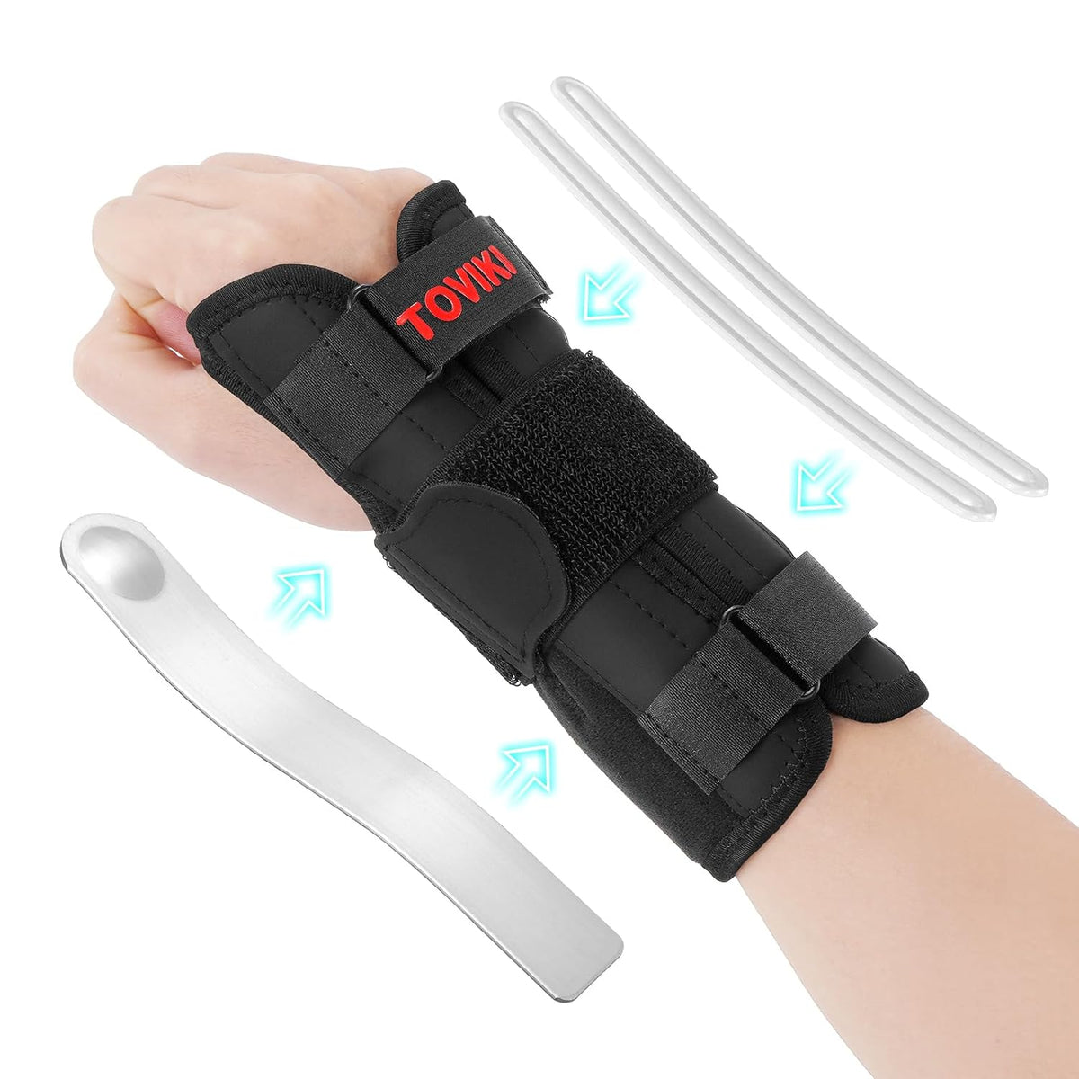 Carpal Tunnel Wrist Brace with 1 Splints 2 Support Bars and Soft Thumb Opening, Orthopedic Wrist Brace for Sprain Arthritis - Tendonitis Wrist Brace for Men and Women (Right)