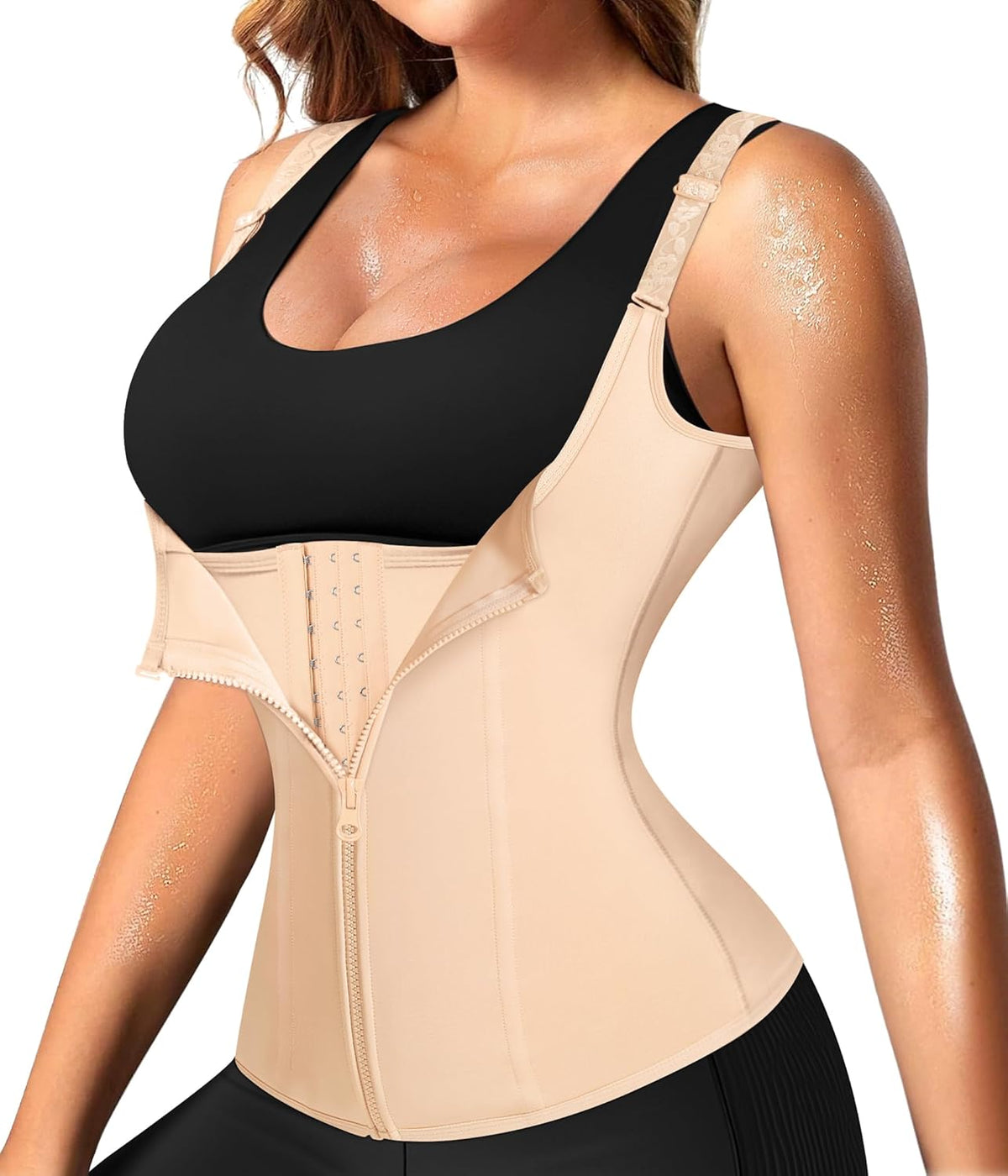Nebility Waist Trainer for Women Corset Shapewear with Zipper Women's Waist Cincher Tank Top with Adjustable Straps