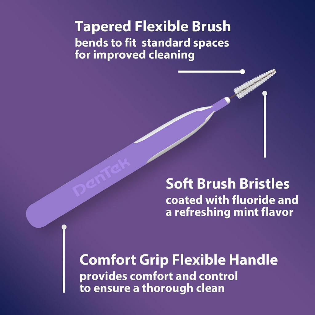 DenTek Interdental Brushes, Advanced Clean Slim Brush, 32 Count | Mint Flavor, Fits Extra Tight Spaces Between Teeth, Removes Plaque, Good for Orthodontics, Flexible Brush