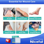 Niceful Super Absorbent Wound Dressing 4" x 8" (10 Pcs) – Sterile Non Stick Gauze Pads for Wound Care, Heavy Exudate Large Bandages for Pressure Ulcers, Bedsores, Diabetic Foot Ulcers