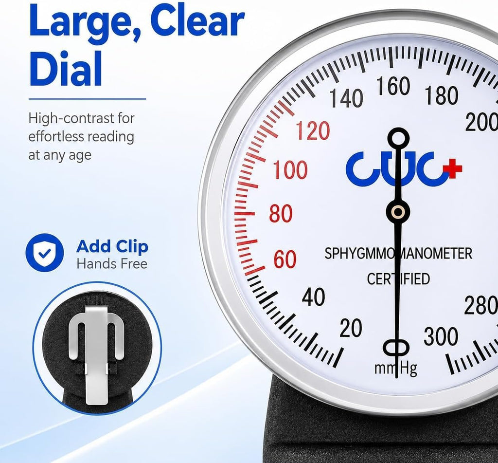 CUG Manual Blood Pressure Cuff, Accurate Measurement (Black)