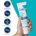 CeraVe Acne Foaming Cream Wash, 10% Benzoyl Peroxide Facial Cleanser, 5oz | 10% Benzoyl Peroxide Cleanser with Hyaluronic Acid and Niacinamide Clears Pimples and Acts As A Blackhead Remover