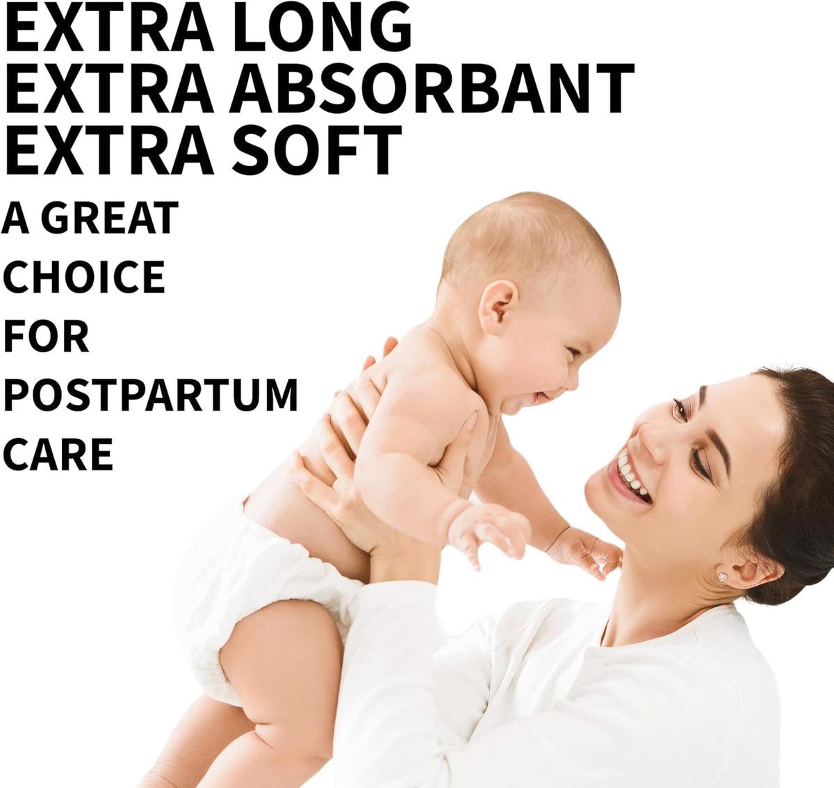 Vakly Postpartum Maternity Pads 3 x 20 in Extra Long (24 Pack) – Maximum Absorbency Heavy Flow Postpartum & Incontinence Pads with Tails, Ultra Soft Disposable Pads for New Moms