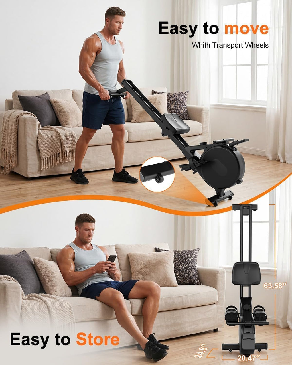Superun Upgraded Rowing Machines for Home, Magnetic Rowing Machine with 32 Levels, Rower Machine of Quiet Resistance & 300LBS Weight Capacity, Row Machine with LED Monitor, App Supported
