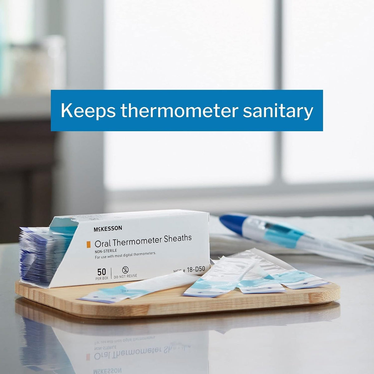 McKesson Oral Thermometer Sheaths, 50 ct | Disposable Probe Cover, Digital Thermometer