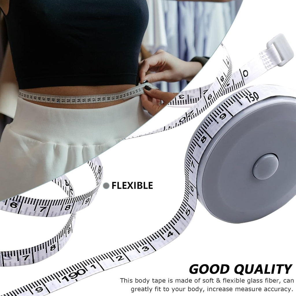 60IN Retractable Tape Measure*6+Soft Measuring Tape for Body Measurements*2 | 150mm Premium Sewing Tape Double Scale Vinyl Ruler for Weight Loss Medical Tailor Fabric Cloth Knitting Craft