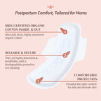 ORGANYC - Large and comfortable postpartum pads for medium flow days, 100% certified organic cotton
