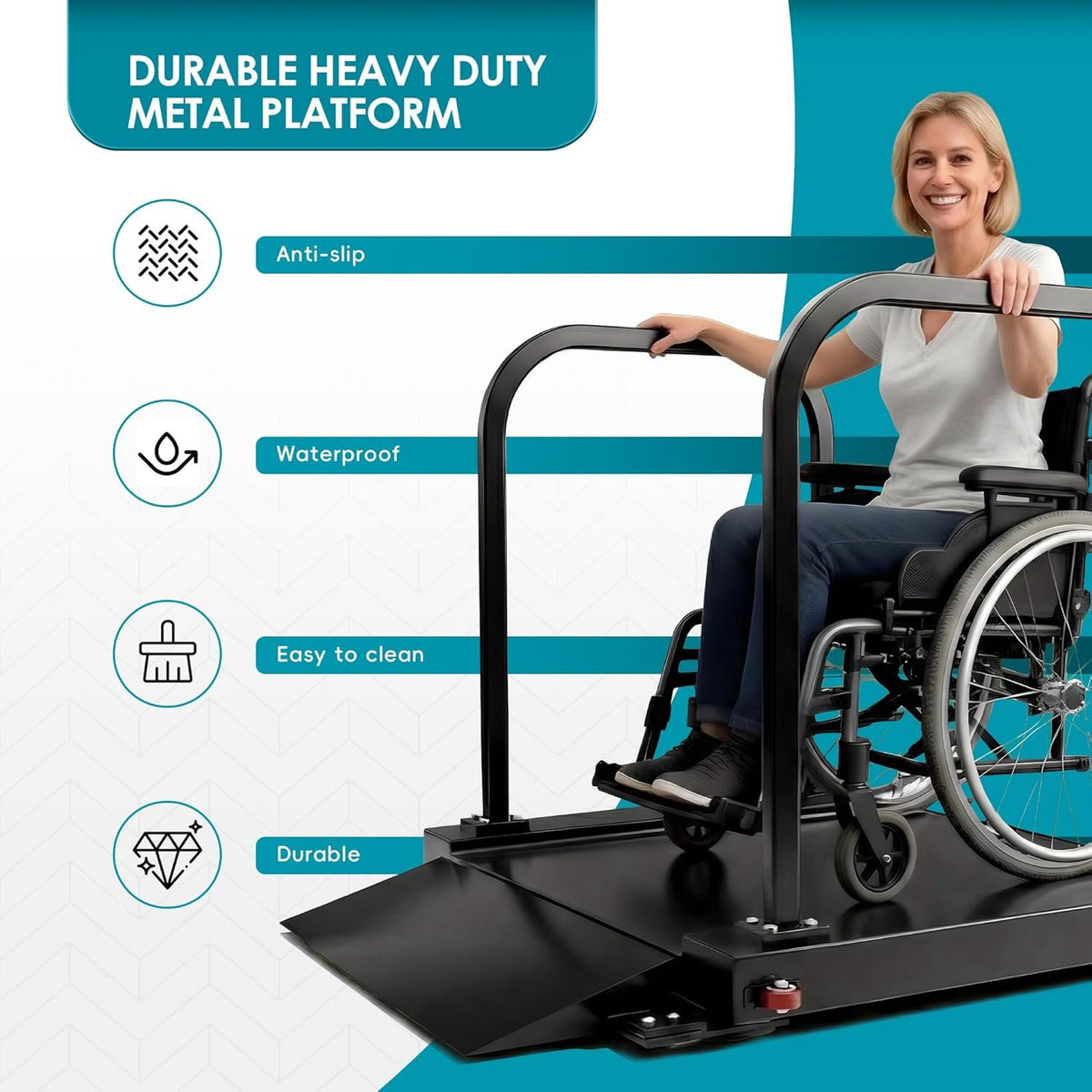 Double-Side Handle Wheelchair Scale with Dual Extended Detachable Ramp for Home Use Portable Heavy Duty Digital Medical Scale Weighing Platform 1000lbs x 0.2lbs