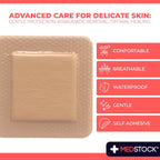 MEDSTOCK Silicone Foam Lite Dressing with Border, 10cm x 10cm, 10 Count, Comfortable Healing for Wounds, Waterproof, Gentle & Secure Adhesion