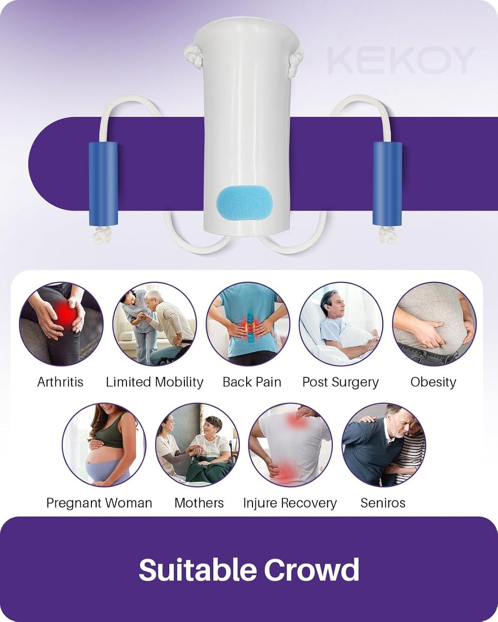 KEKOY Sock Aid for Putting on Socks, 4" Foot Width, No Bending