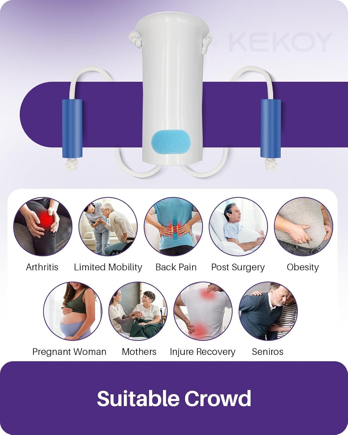 KEKOY Sock Aid for Putting on Socks, 4" Foot Width, No Bending