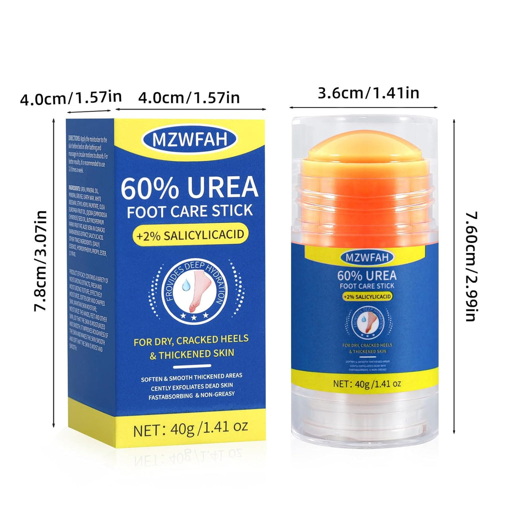 60% Urea Foot Cream Stick with 2% Salicylic Acid, Maximum Strength Urea Foot Cream Callus Remover for Dry Cracked Heels, Hands, Knees, Elbows, Dead Skin Remover Foot Balm 1.41oz