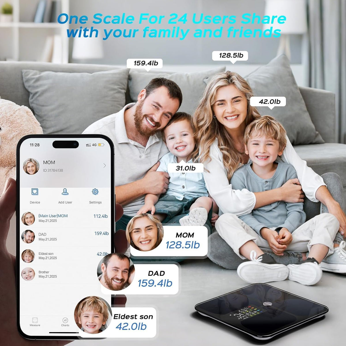 Lepulse Scale for Body Weight, Smart Digital Bathroom Weight Scale with Bmi | Body Fat Muscle Mass,20 Body Composition Metrics, 4.68"Large Display, Heart Rate, Accurate Bluetooth Weighing Scale with App